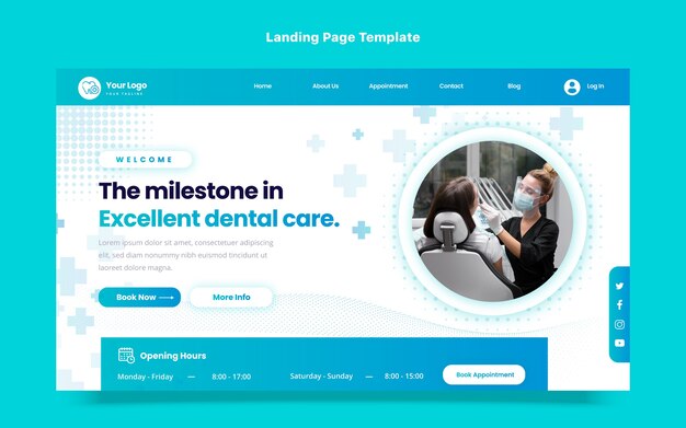 Gradient dental clinic landing page template