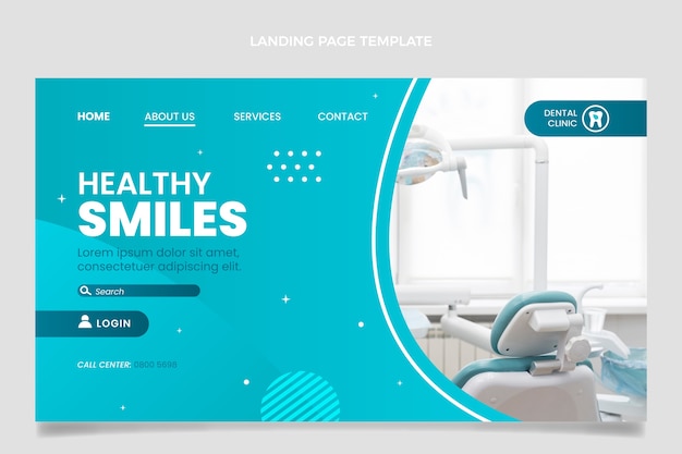 Free vector gradient dental clinic landing page template