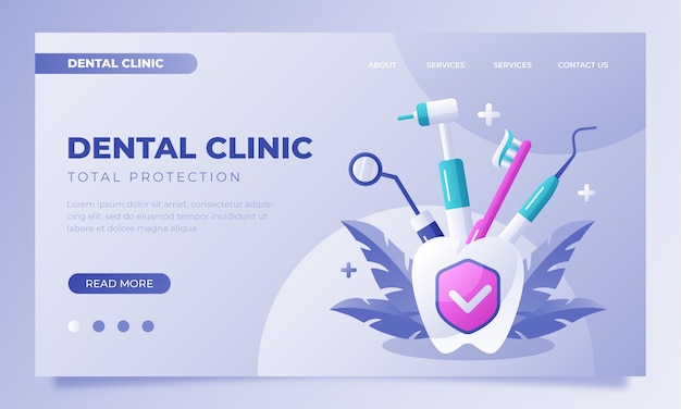 Free vector gradient dental clinic landing page