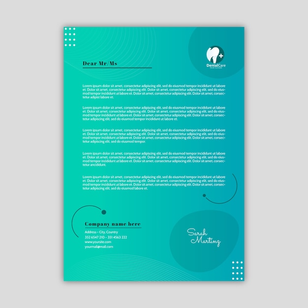 Gradient dental clinic letterhead