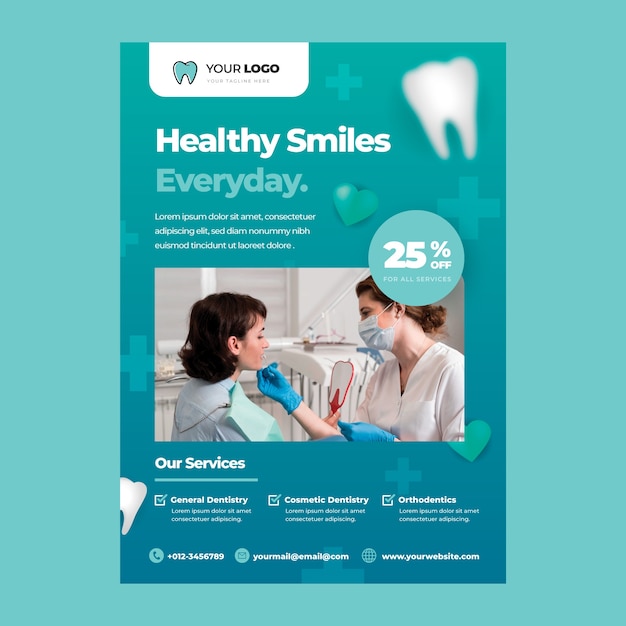 Free vector gradient dental clinic poster