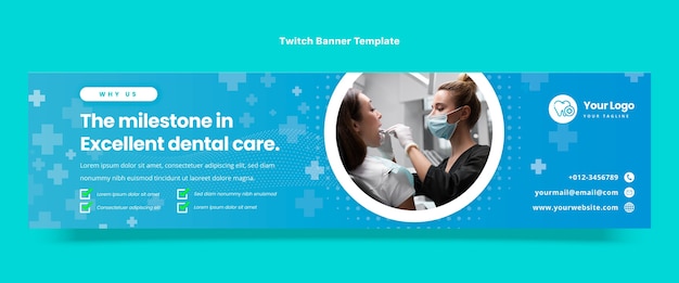 Gradient dental clinic twitch banner template