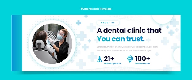 Шаблон заголовка twitter стоматологической клиники Gradient