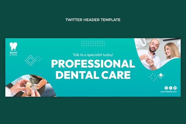 Заголовок твиттера стоматологической клиники "Градиент"