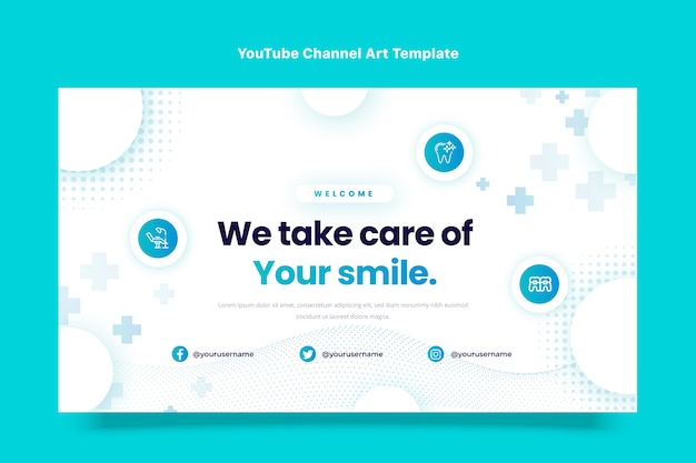 Vettore gratuito gradient dentista canale youtube art