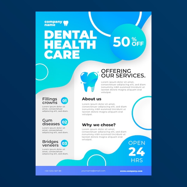 Free vector gradient dental flyer template