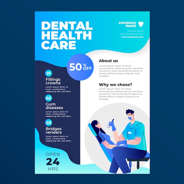 Free vector gradient dental flyer template