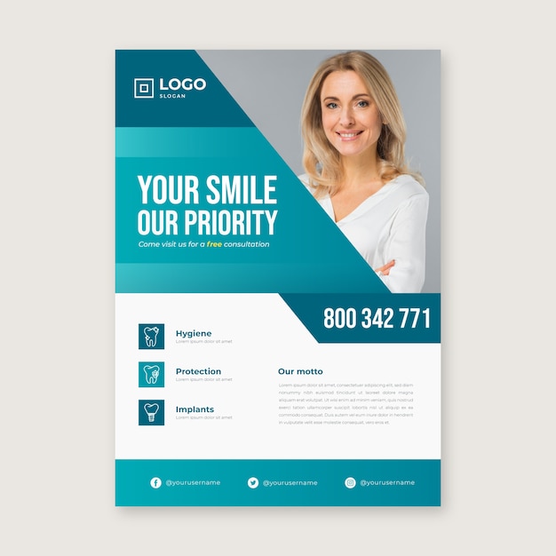 Gradient dental flyer template