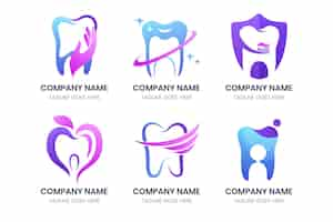 Free vector gradient dental logo pack