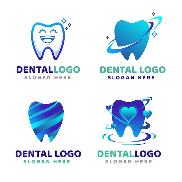 Vettore gratuito modelli di logo dentale sfumato