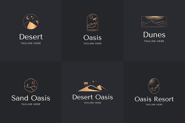 Vettore gratuito design del logo del deserto sfumato