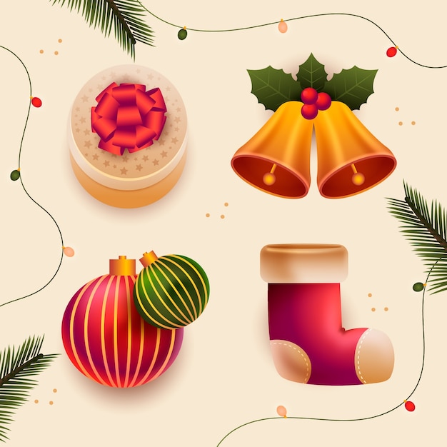 Gradient design elements collection for christmas season