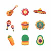 Free vector gradient design elements collection for cinco de mayo celebration