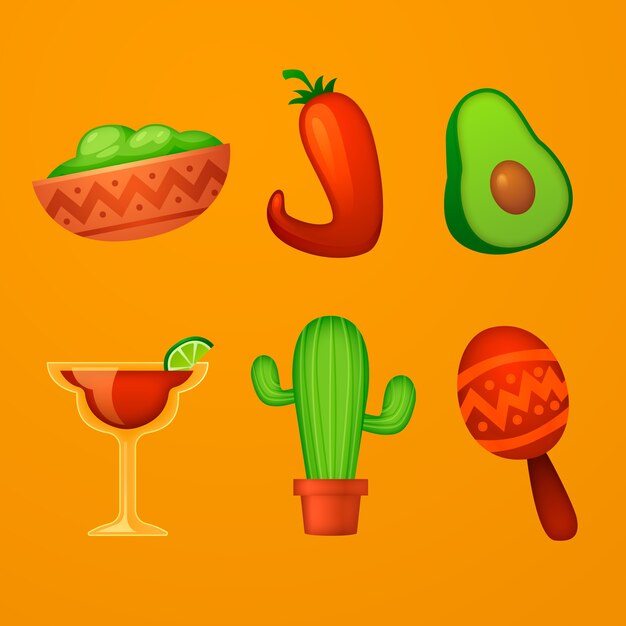 Gradient design elements collection for cinco de mayo celebration