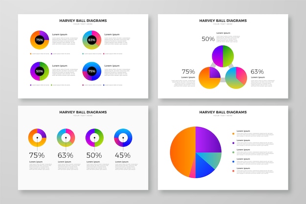 Vettore gratuito diagrammi a sfera harvey con design a gradiente