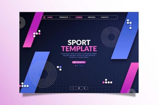 Бесплатное векторное изображение Спортивная целевая страница с градиентным дизайном