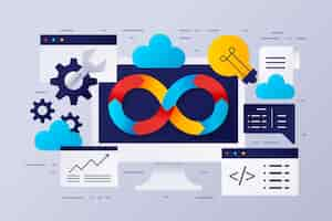 無料ベクター グラデーションdevopsの図