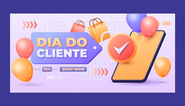 Gradient dia do cliente шаблон горизонтального баннера