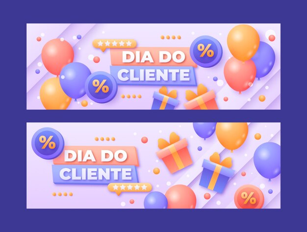 Gradient dia do cliente шаблон горизонтального баннера