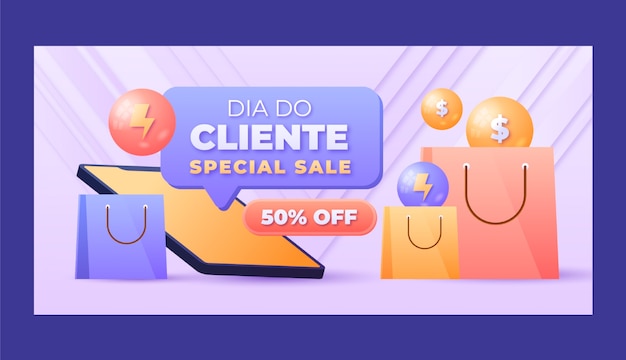 Gradient dia do cliente шаблон горизонтального баннера