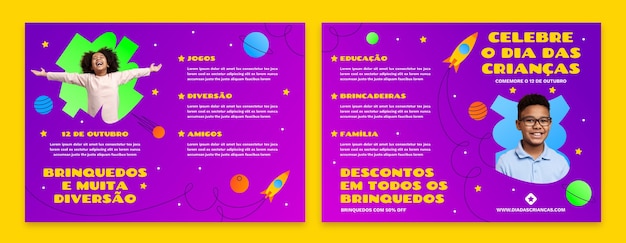 Gradient dia das criancas brochure template