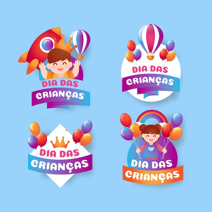 무료 Vector gradient dia das criancas 레이블 컬렉션