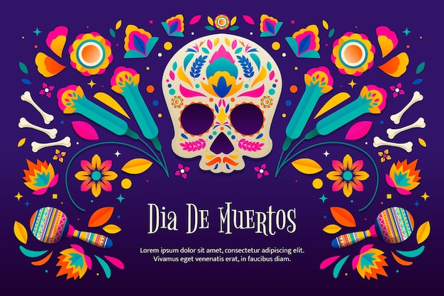 Free vector gradient dia de muertos background