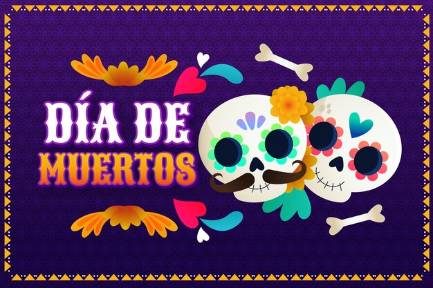 그라디언트 dia de muertos 축하 배경