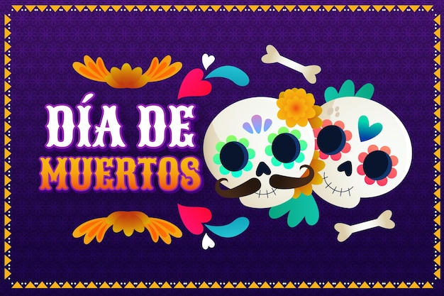 グラデーション dia de muertos お祝いの背景