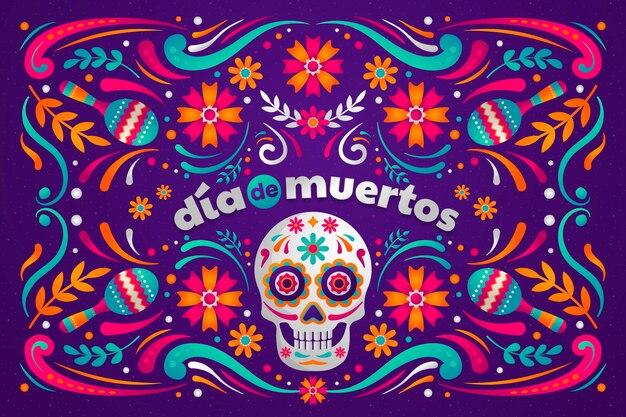 그라디언트 dia de muertos 축하 배경