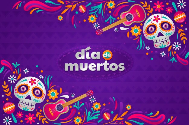 Gradient dia de muertos celebration background