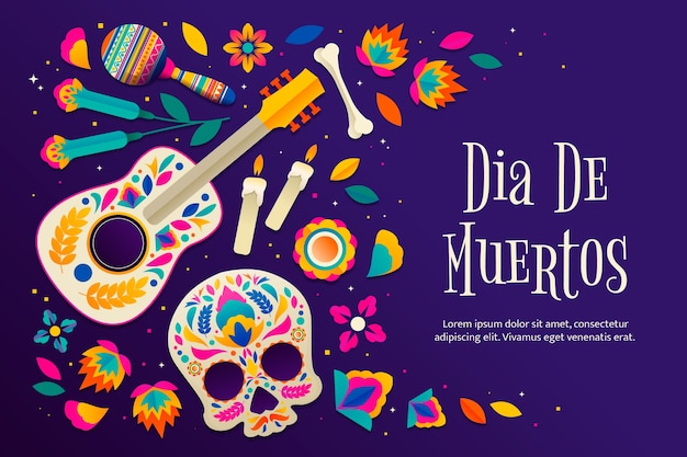 Gradient dia de muertos celebration background