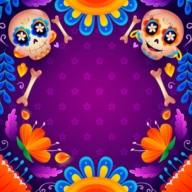 Free vector gradient dia de muertos frame template