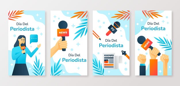 Gradient dia del periodista instagram stories collection