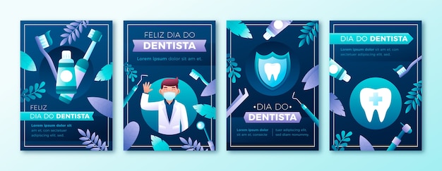 Free vector gradient dia do dentista cards collection