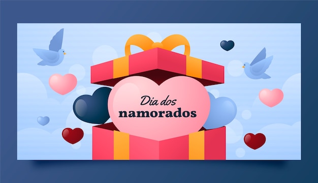 Free vector gradient dia dos namorados horizontal banner template