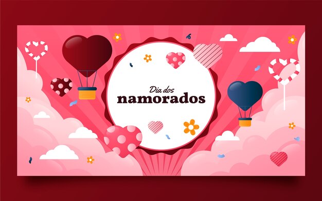 Gradient dia dos namorados social media post template