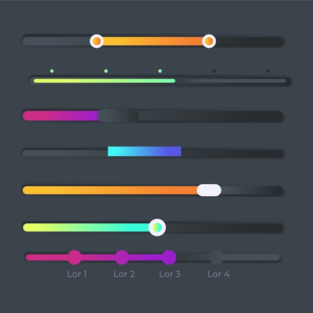 Free vector gradient different sliders collection