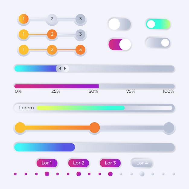 Gradient different sliders collection