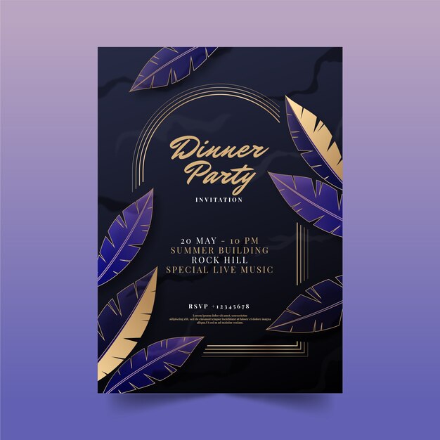 Gradient dinner invitation template