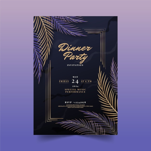 Free vector gradient dinner invitation template