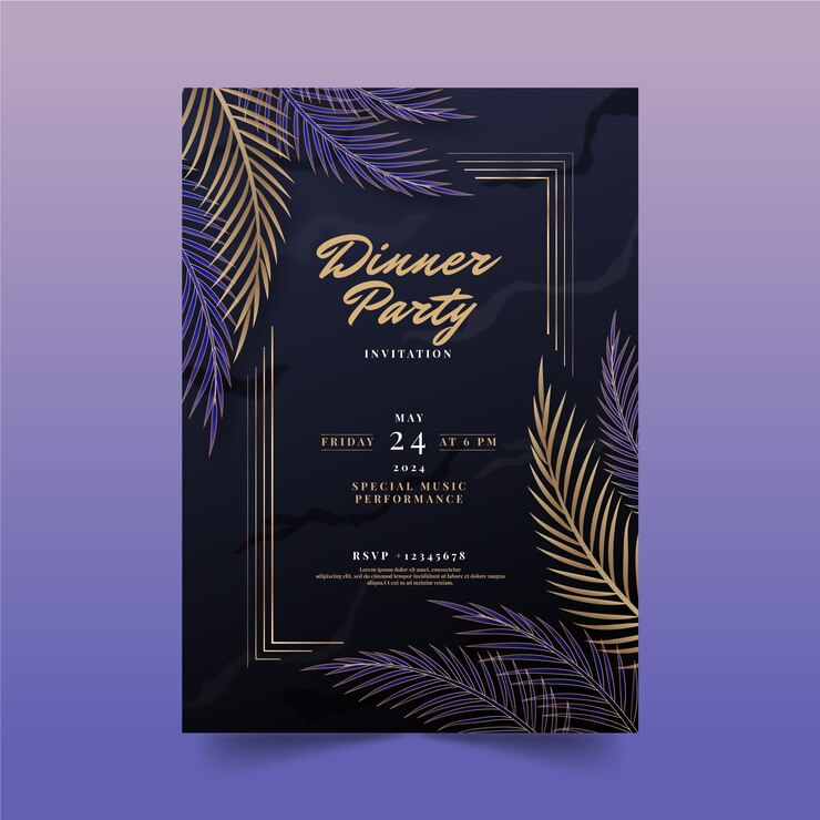 Free Vector | Gradient dinner invitation template