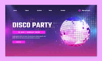 Free vector gradient disco party landing page template