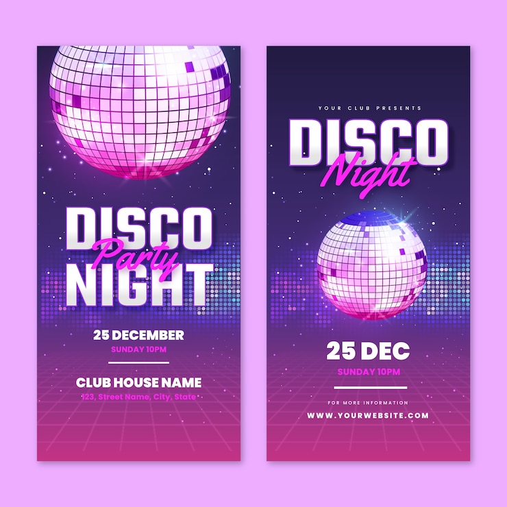 Free Vector gradient disco party vertical banner