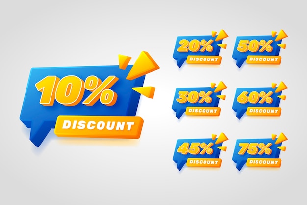 Free vector gradient discount numbers set