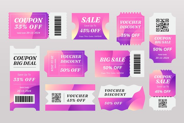 Gradient discount ticket illustration