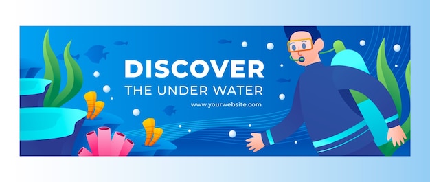 Free vector gradient diving activity twitter header