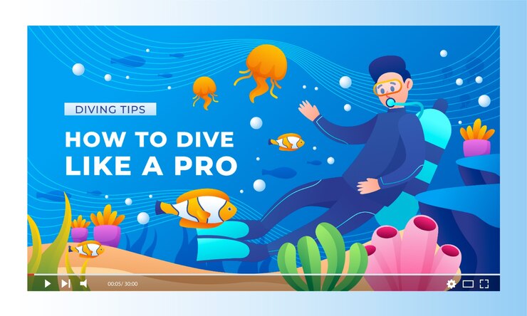 無料Vector グラデーションダイビングアクティビティyoutubeサムネイル