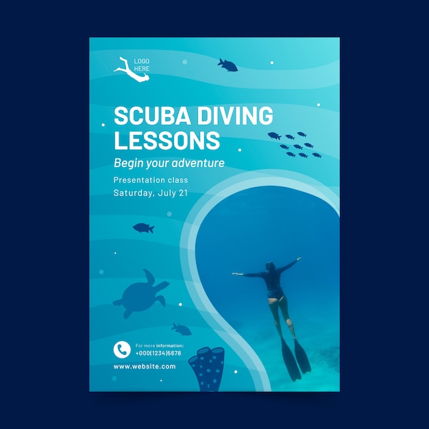 Gradient diving design poster template