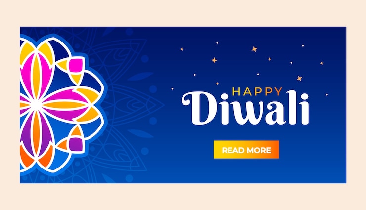 Free Vector gradient diwali festival horizontal banner template